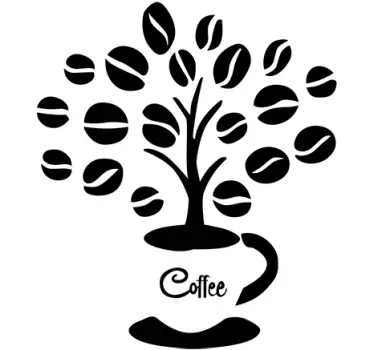 Sticker cuisine arbre grains de café - TenStickers