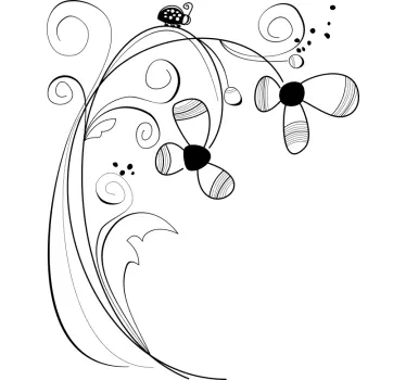 Sticker autocollant fleurs coccinelle - TenStickers