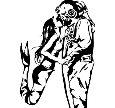 Sticker Banksy plongeur et sirène - TenStickers