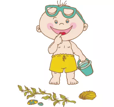 Sticker bébé à la plage - TenStickers