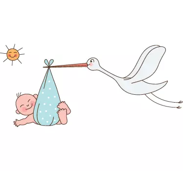 Sticker oiseaux bébé et cigogne - TenStickers