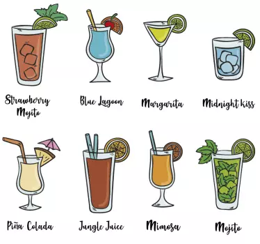 Sticker Mural Cocktails d'été - TenStickers