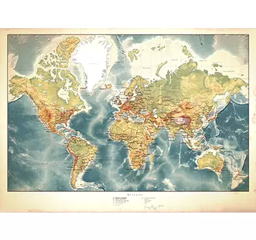 Sticker carte du monde géographique - TenStickers