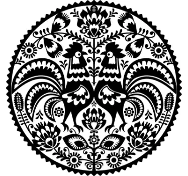 Sticker cercle coqs et fleurs - TenStickers