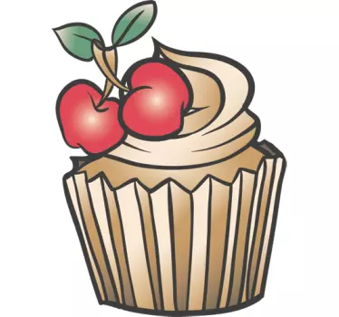Sticker cerise cupcake - TenStickers