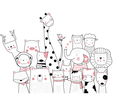 Sticker tête de lit maison dessin animaux - TenStickers