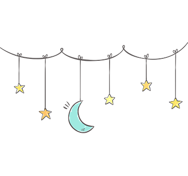 Sticker espace chambre enfant étoiles avec demi-lune - TenStickers