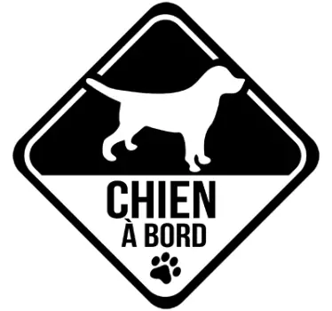 Sticker voiture chien à bord panneau - TenStickers