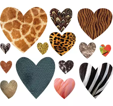Sticker amour pack de cœurs motif animaux sauvages - TenStickers