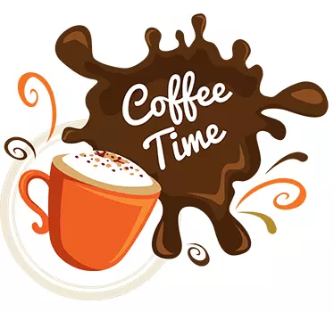 Sticker cofee time splatter - TenStickers