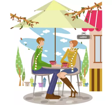 Sticker couple terrasse automne - TenStickers