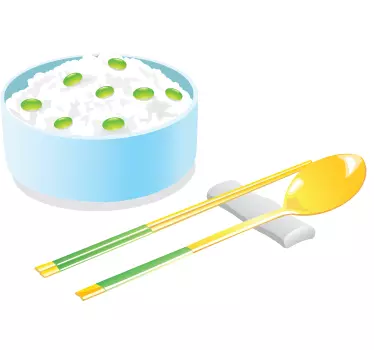 Sticker couverts bol de riz - TenStickers