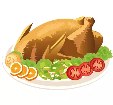 Sticker cuisine assiette poulet - TenStickers