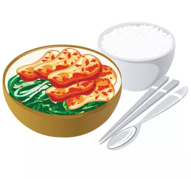 Sticker cuisine bol nourriture asiatique - TenStickers