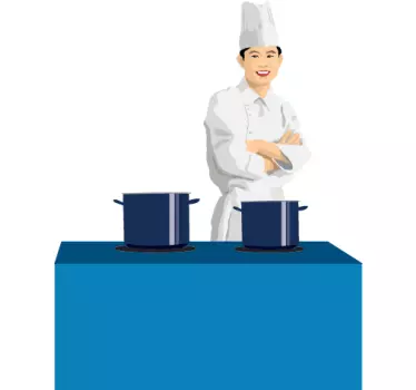 Sticker cuisine chef asiatique - TenStickers