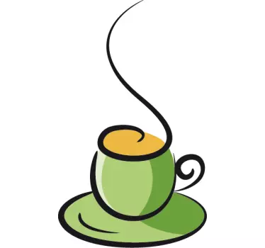 Sticker salle à manger illustration tasse café verte - TenStickers