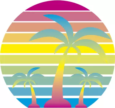 Sticker mural nature coucher de soleil années 80 - TenStickers
