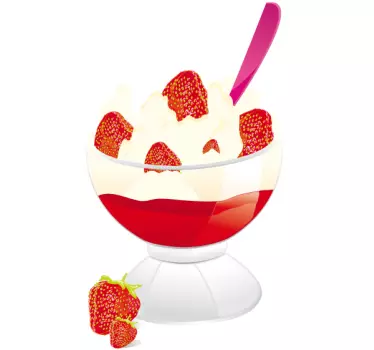 Sticker décoratif coupe de glace et fraises - TenStickers