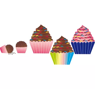 Sticker décoratif cupcakes chocolat - TenStickers