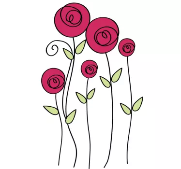 Sticker décoratif illustration roses - TenStickers