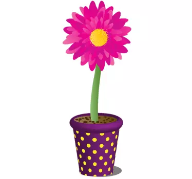 Sticker décoratif tournesol rouge dans son pot - TenStickers