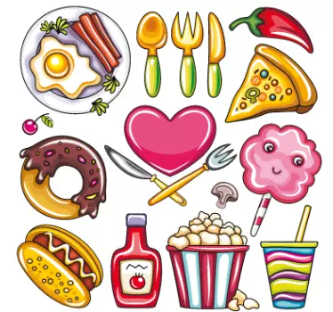 Sticker dessin repas divers - TenStickers