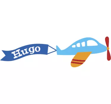 Sticker chambre bébé avion avec prénom - TenStickers