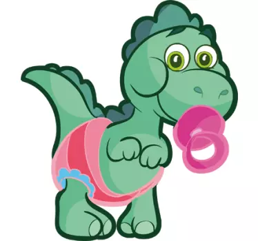 Sticker chambre bébé dinosaure vert - TenStickers