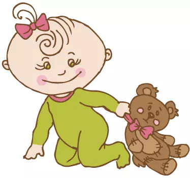 Sticker enfant bébé et sa peluche - TenStickers