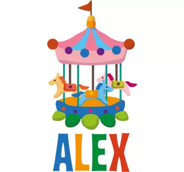 Sticker enfant carrousel personnalisable - TenStickers