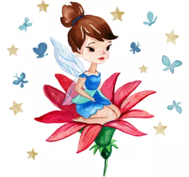 Sticker enfant fleur rouge - TenStickers