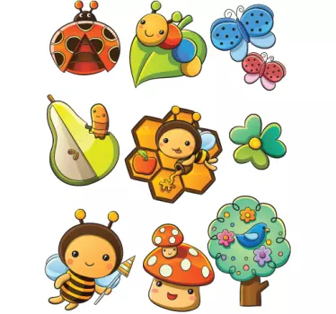 Sticker enfant insectes et fleurs - TenStickers