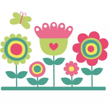 Sticker enfant jardin rose vert - TenStickers