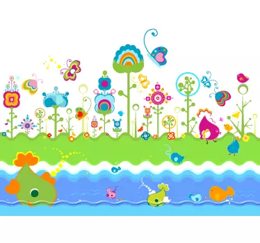Sticker enfant mer baleine - TenStickers