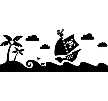 Sticker enfant navire de pirates - TenStickers