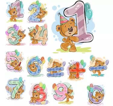 Sticker enfant numéro ours - TenStickers