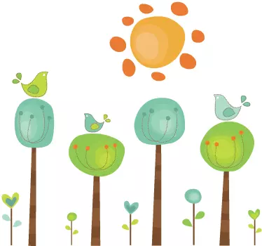 Sticker enfant oiseaux soleil - TenStickers