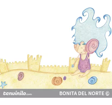 Sticker enfant sable et coquillages - TenStickers