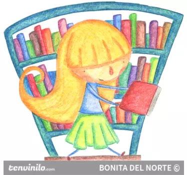Sticker fillette à la bibliothèque - TenStickers