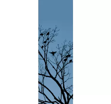 Sticker frigo nature arbres et oiseaux - TenStickers