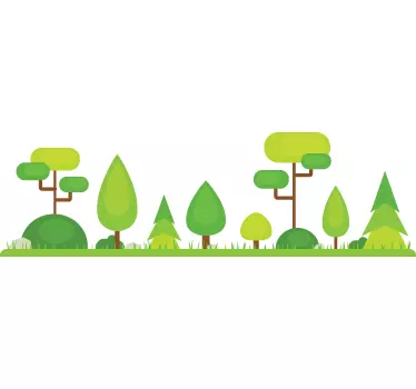 Sticker mural nature frise avec arbres - TenStickers