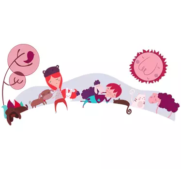 Sticker frise personnages tons roses - TenStickers