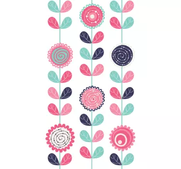 Sticker frise verticale dessin fleurs - TenStickers