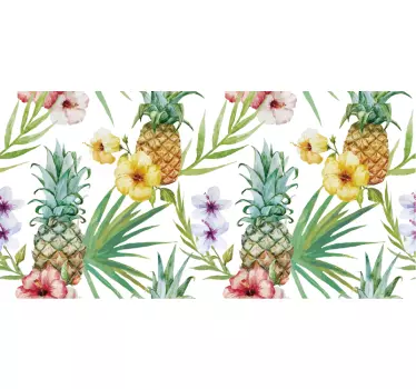 Sticker Maison Dessins d'Ananas et Fleurs - TenStickers