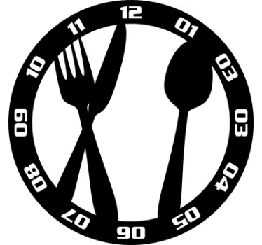 Sticker horloge couteau fourchette - TenStickers