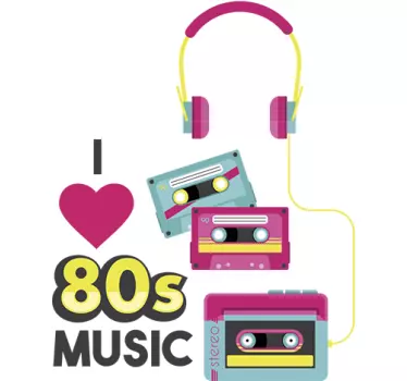 Sticker I love 80s music - TenStickers