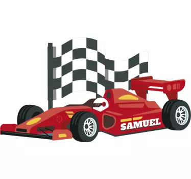 Sticker chambre enfant Formule 1 avec prénom - TenStickers