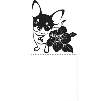 Sticker interrupteur chihuahua et orchidée - TenStickers