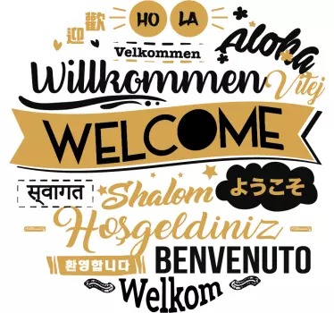 Sticker Mural Entrée Bienvenue Différentes Langues - TenStickers