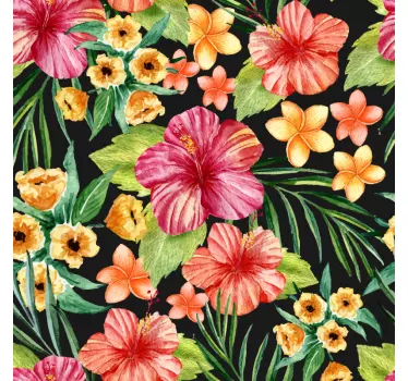 Sticker Mural Fleurs Tropicales en Aquarelles - TenStickers